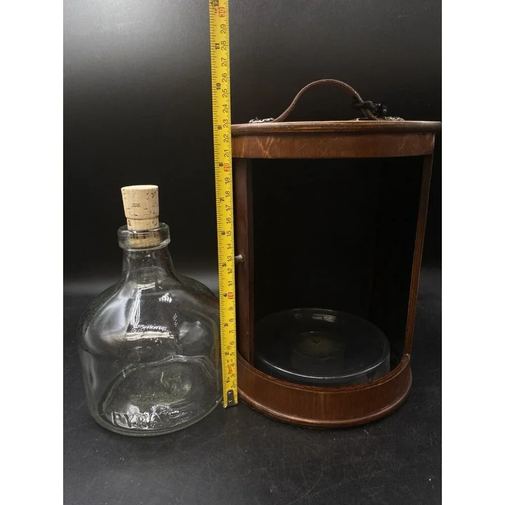 Pyrat Rum Decanter Bottle XO Buddha Wooden Box Roll Door Display Handle Badge